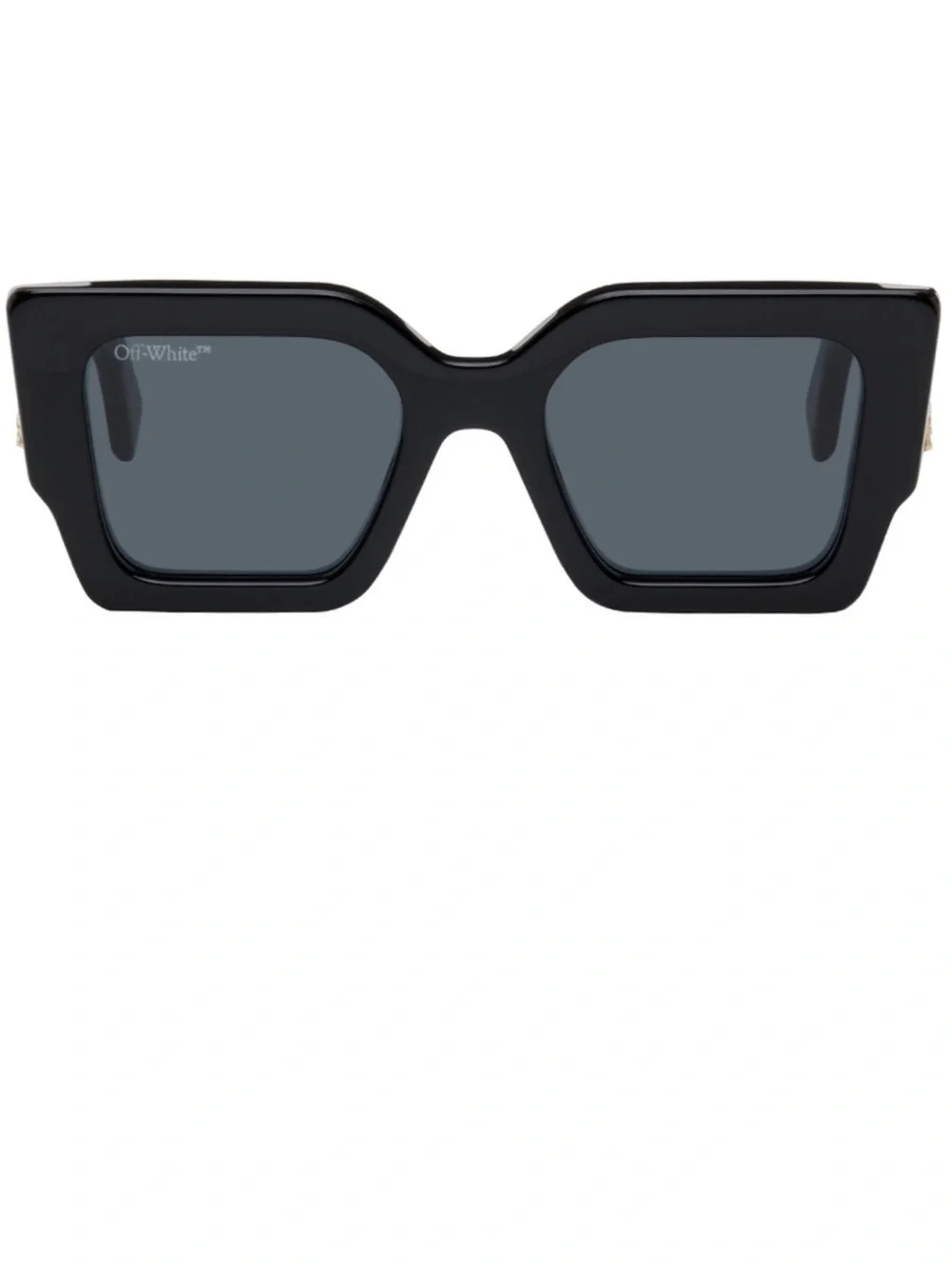 Off-White Black Acetate Sunglasses with Gold Cross Arrows